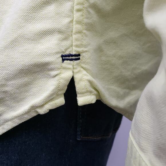 Club Monaco Oxford Shirt Men L Slim fit Button down Long Sleeve Yellow Solid - Picture 7 of 14